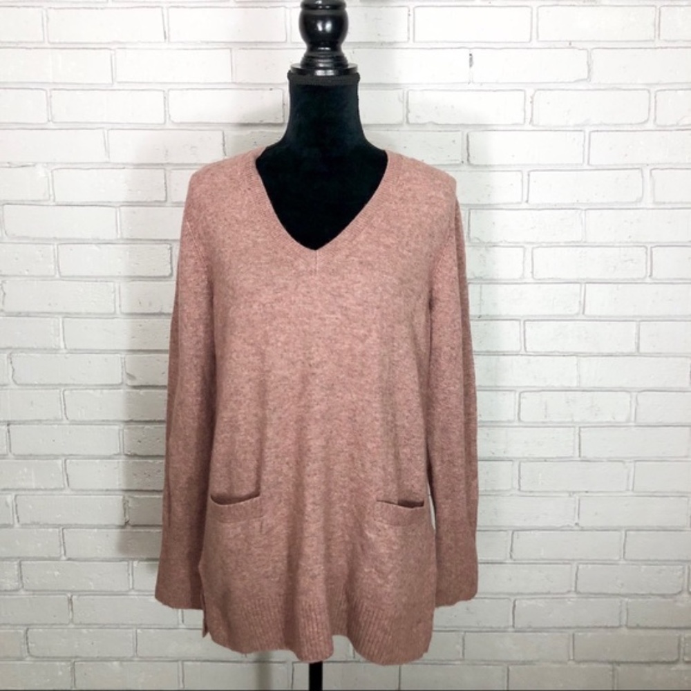 J. Crew Merino V-Neck Tunic Sweater with Pockets